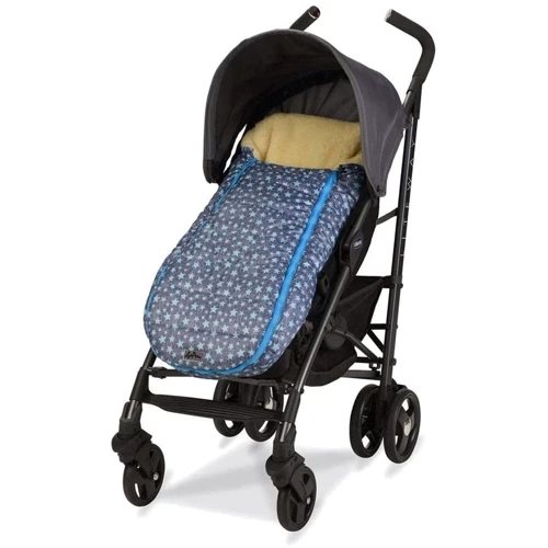 Зимовий конверт-кокон на натуральній овчині з опушкою доречі Baby XS Блакитні Зірки фото 7