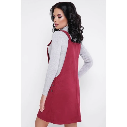 Сарафан FashionUp SRF-1645D 46 бордовый повседневный до середины бедра: Состав Полиэстер, Хлопок