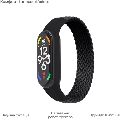 Ремешок Fashion Braided Solo Loop (S) Black for Xiaomi Mi Band 7/6/5/4