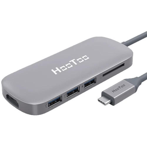 Адаптер HooToo Shuttle USB-C to USB-C+HDMI+3xUSB 3.0+SD Hub Space Grey (HT-UC001-SG): Колір сірий