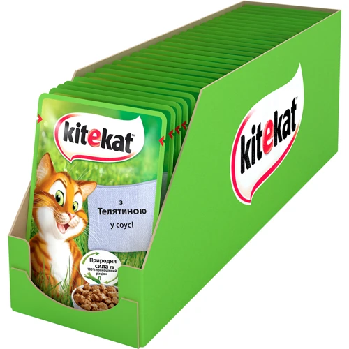 Влажный корм Kitekat Natural Vitality для кошек с телятиной в соусе 24х100г : Основные ингредиенты Телятина