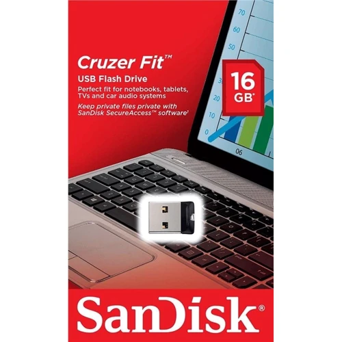 USB-флешка SanDisk 16GB Cruzer Fit USB 2.0 Black (SDCZ33-016G-G35): Стандарт USB USB 2.0