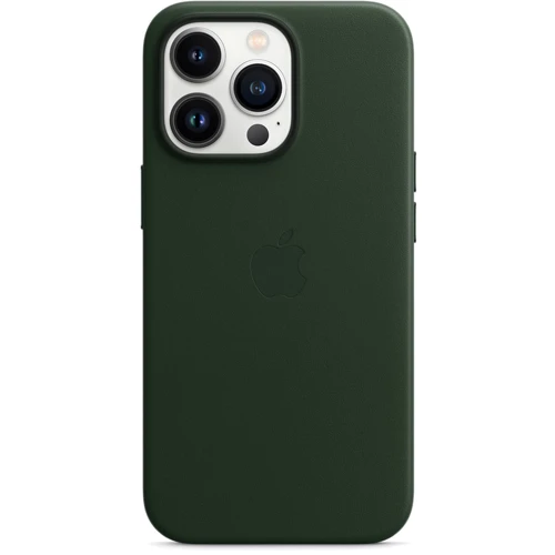 Чехол для iPhone Apple Leather Case with MagSafe Sequoia Green (MM1G3) for iPhone 13 Pro: Цвет зеленый