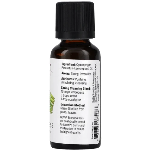 Now Foods Essential Oils Lemongrass Масло лемограсса 30 ml: Назначение Расслабление, Для массажа, Ароматизация