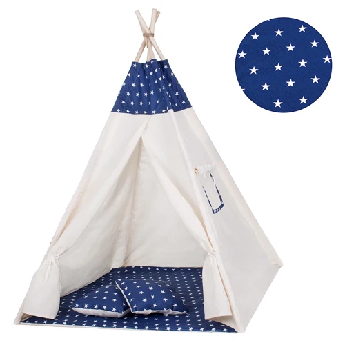 Детская палатка Springos Tipi XXL вигвам бело-синяя (TIP08)