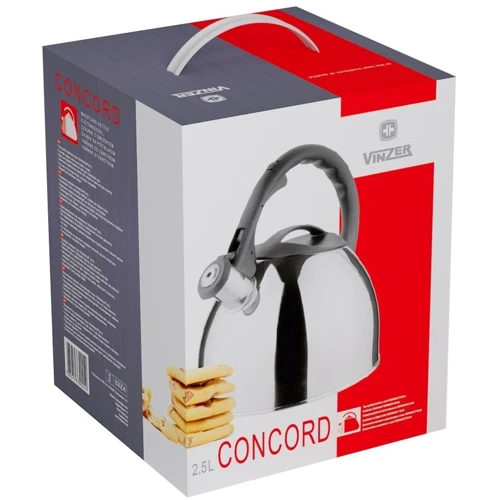 Чайник VINZER Concord 2.8 л (50004): Область применения Для электрических плит, Для индукционных плит, Для галогенных/стеклокерамических плит, Для газовых п