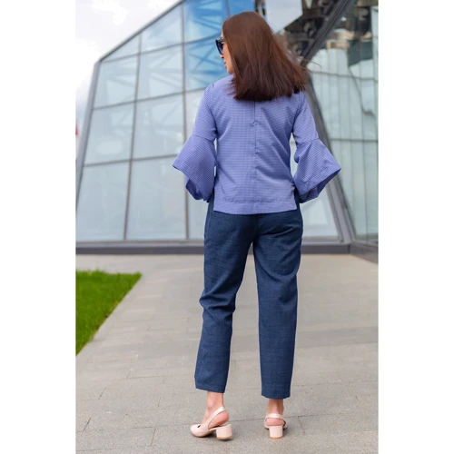 Блуза FLFashion Каприз-1 ФБК 3104 44 синяя с длинным рукавом: Сезон Демисезон