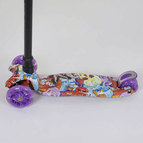 Самокат детский пластмассовый с алюминиевой трубкой руля + 4 колеса Purple/Black (74475): Максимальная допустимая нагрузка, кг 30