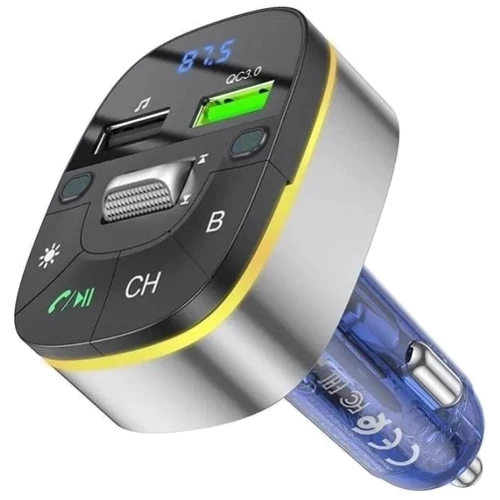 FM-трансмітер Hoco E71 Crystal transparent discovery edition QC3.0 car BT FM transmitter Dark Blue