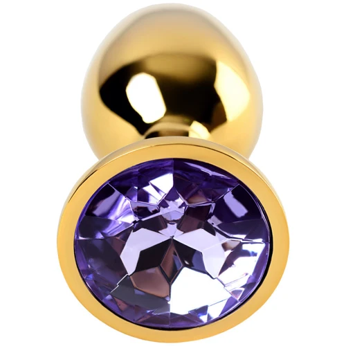 Анальная пробка с кристаллом Metal By Toyfa Gold anal plug amethyst