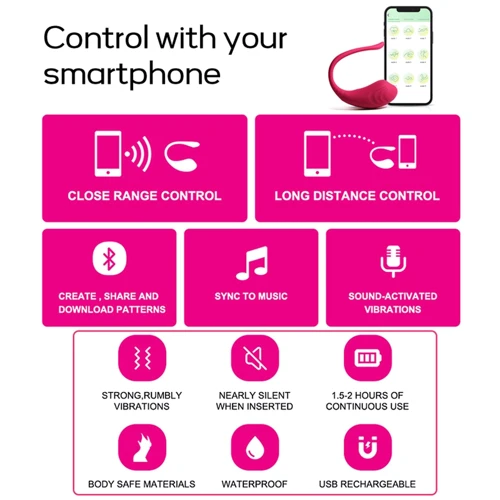 Виброяйцо BOSS App Love Egg Pink