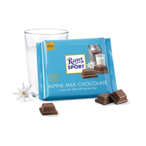 Шоколад Ritter Sport Alpen Milk Chocolate 100 г (DL7373): Вес, г 100