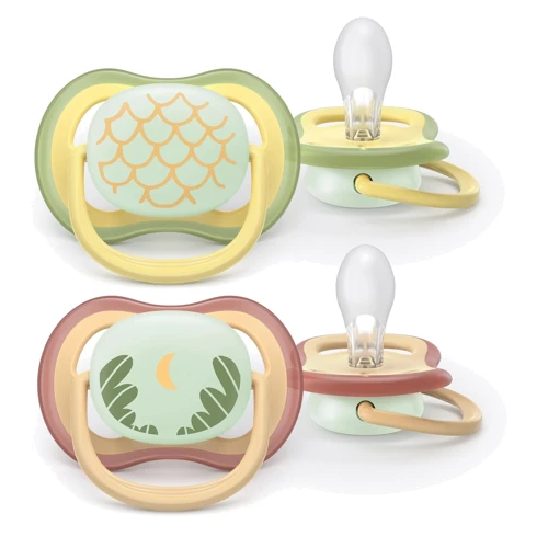 Пустушка Philips Avent Ultra Air Нічна, 0-6 міс, 2 шт, нейтральний дизайн (SCF376/27): Вік з народження