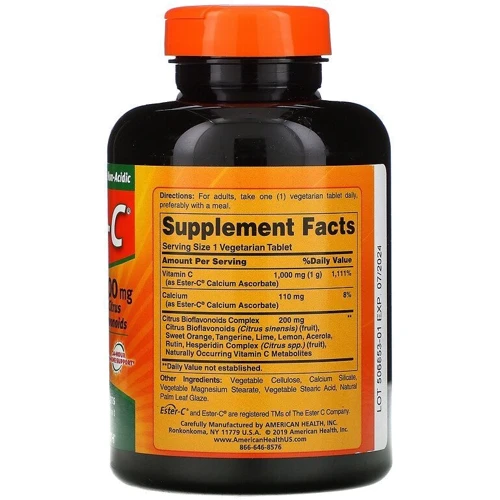 American Health Ester-C 1000 mg Эстер-С с бифлавоноидами 90 капсул: Тип Витамин C