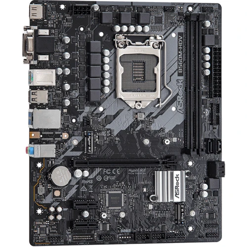 ASRock B560M-HDV microATX 2xDDR4 5000, M2, HDMI, HDMI, D-Sub, DVI-D: Роз'єми на задній панелі USB 2.0, USB 3.2 Gen 1