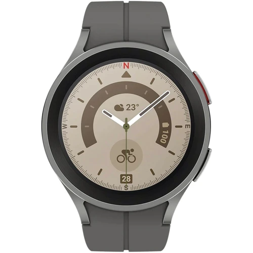 Смарт-часы Samsung Galaxy Watch 5 Pro 45mm (SM-R920) Titanium Grey Approved Витринный образец: Причина уценки Активированы, витринный образец, хорошее состояние, комплектация полная: коробка, зарядка, часы