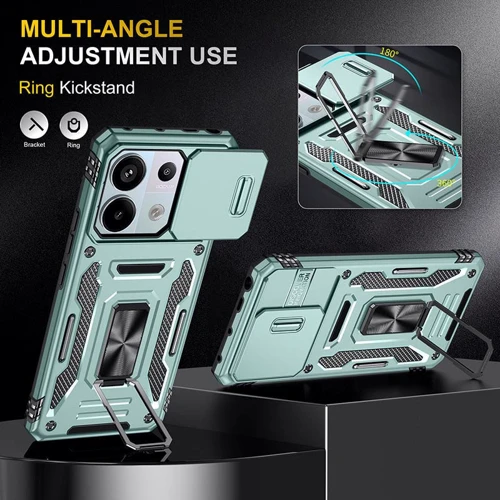 Чехол для телефонов Mobile Case Camshield Army Ring Light Green for Xiaomi Redmi Note 13 4G: Совместимость Xiaomi Redmi Note 13 4G