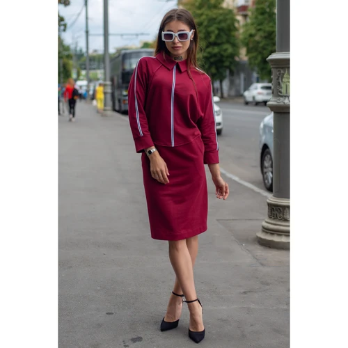 Платье FLFashion Инари ХПИ 3161 48 бордовое повседневное до середины бедра: Состав Эластан, Полиэстер
