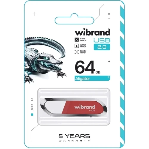 USB-флешка Wibrand 64Gb Aligator USB 2.0 Dark Red (WI2.0/AL64U7DR): Стандарт USB USB 2.0