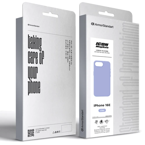 Чохол для iPhone ArmorStandart ICON2 MagSafe Lilac для iPhone 16e (ARM83970): Матеріали Силикон