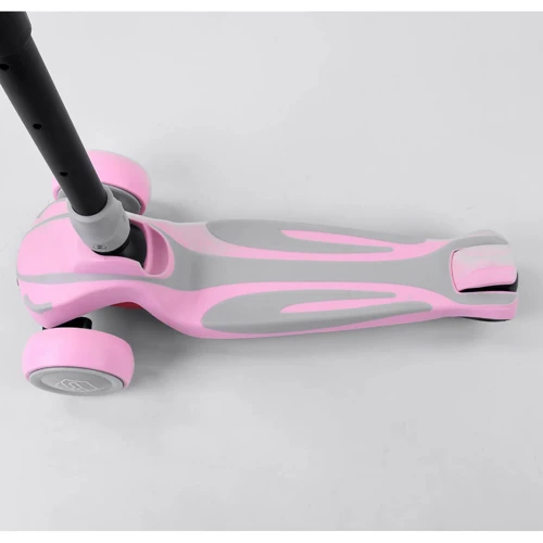 Самокат триколісний Best Scooter, MAXI, складаний алюмінієвий кермо, 3 колеса PU зі світлом Pink (102051): Тип коліс литі