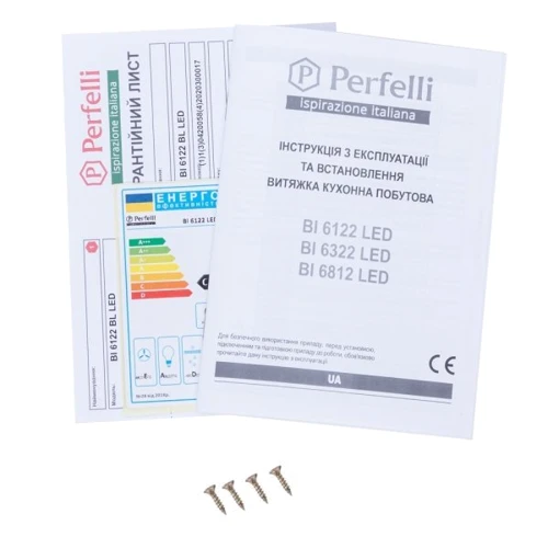 Вытяжка Perfelli BI 6122 BL LED: Рекомендуемая площадь помещения (при высоте 2,7 м), м² 16.5-20.4