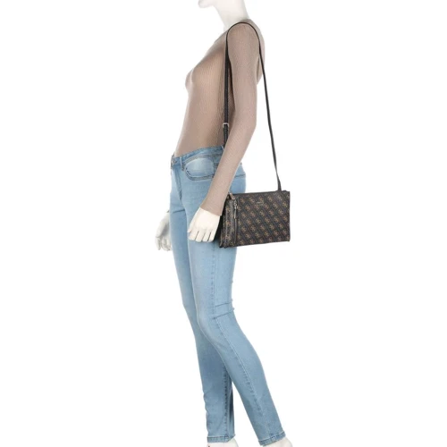 Женская сумка через плечо Guess Naya Doudle Zip Crossbody коричневая (HWQL7881700-BBL): Пол Женский