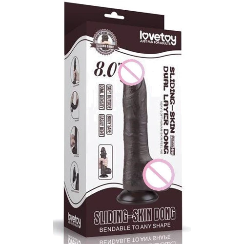 Фаллоимитатор LoveToy Sliding-Skin Dual Layer Dong 8" Black