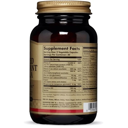 Solgar Advanced Antioxidant Formula, 120 Veg Caps Солгар Улучшенная Антиоксидантная Формула: Тип Антиоксидантные формулы