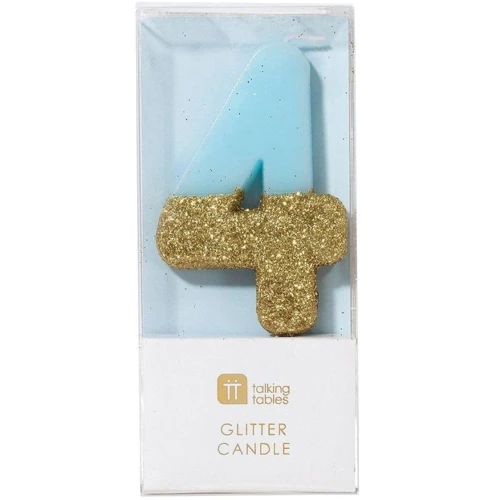 Сервировка стола Свечка-номер 4 Talking Tables Голубого цвета 1 шт (BDAY-CANDLE-BLU-4) фото 1