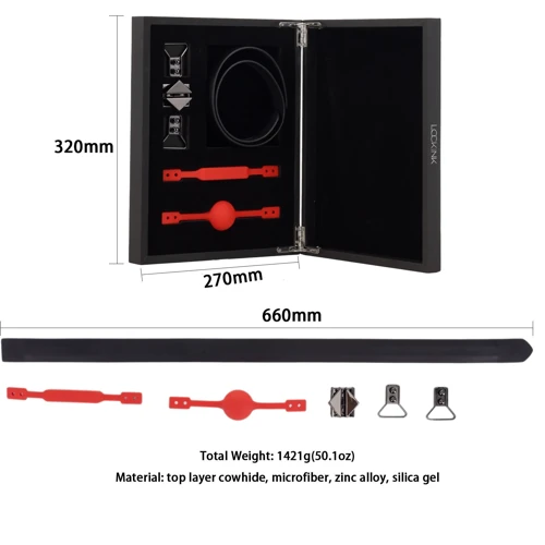 Кожаный кляп с 2-мя насадками LOCKINK Ball-Gag & Gag-bite Set - Black