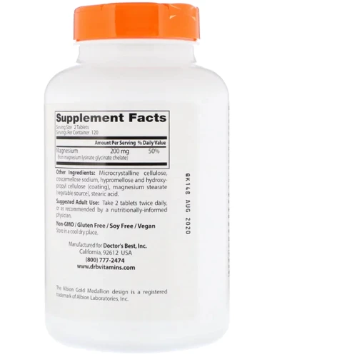 Doctor's Best High Absorption Magnesium 100% Chelated 240 Tabs (DRB-00087): Тип магній