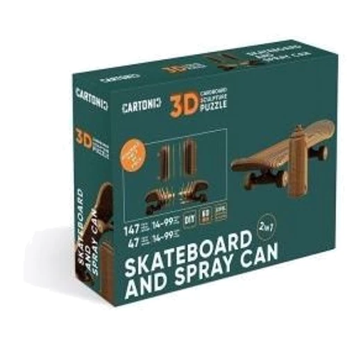 Картонный конструктор Cartonic 3D Puzzle Skateboard and spray can