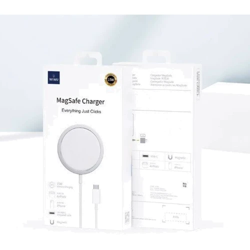 Зарядное устройство WIWU Wireless Charger MagSafe Wi-W009 15W White for iPhone 16 I 15  I 14 I 13 I 12 series фото 6