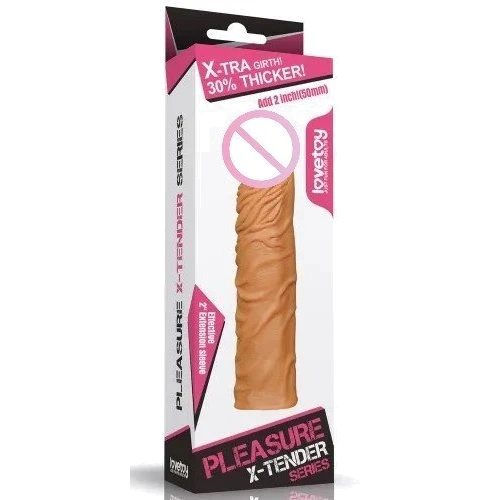 Реалистичная насадка на член LoveToy Pleasure X-Tender Penis Sleeve Flesh Add 2" (коричневый)