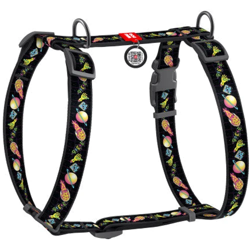 Шлея WAUDOG Nylon с QR-паспортом рисунок Рик и Морти 3 L 25 мм 50-90 см черный (5160-0282)