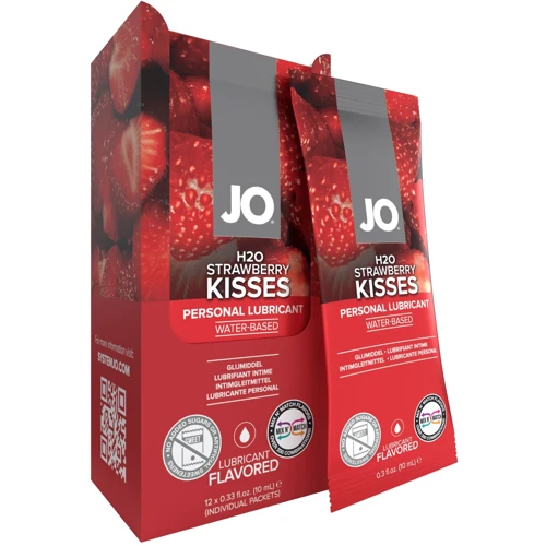 Набор лубрикантов System Jo Foil Display Box – JO H2O Lubricant – Strawberry – 12 x 10ml для орального секса
