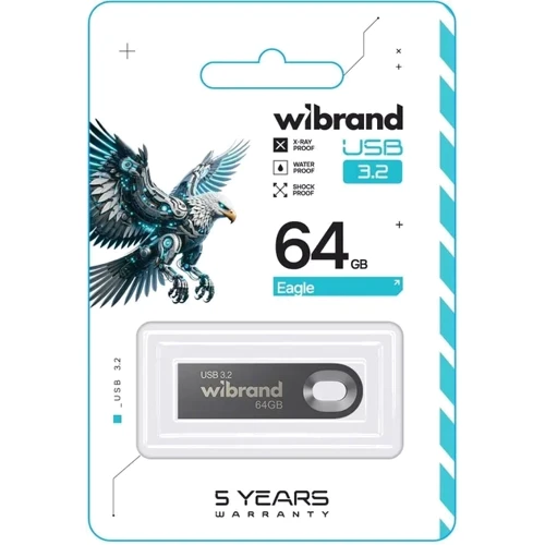 USB-флешка Wibrand 64GB Eagle USB 3.2 Gen1 Grey (WI3.2/EA64U10G): Стандарт USB USB 3.2
