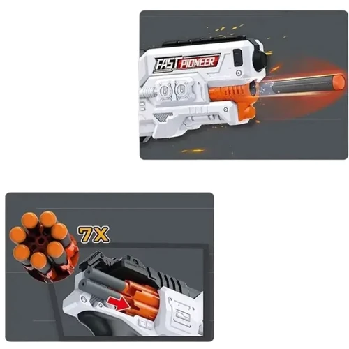 Іграшковий пістолет Fast Pioneer Electric з м'якими патронами 24 шт. (BIG501)