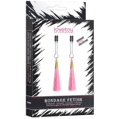 Зажимы для сосков LoveToy Bondage Fetish Glamor Tassel Nipple Clamp Pink
