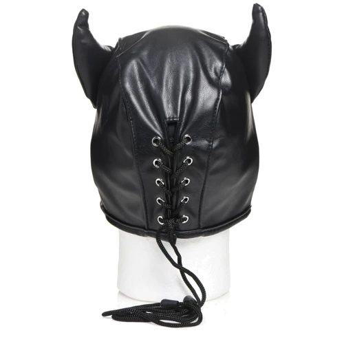 Маска Master Series Dungeon Demon Bondage Mask with Horns - Black