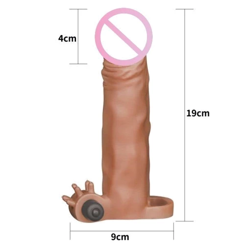 Насадка с вибрацией LoveToy Pleasure X-Tender Vibrating Penis Sleeve Flesh Add 2", Brown