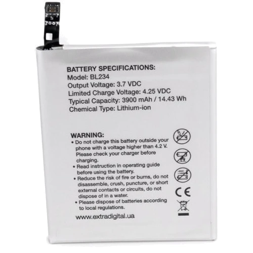 Аккумулятор ExtraDigital 4000mAh (BL234) for Lenovo P70: Производитель ExtraDigital