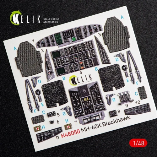 Декаль KELIK для вертольота MH-60K "Black Hawk" (інтер'єр), (Italeri)
