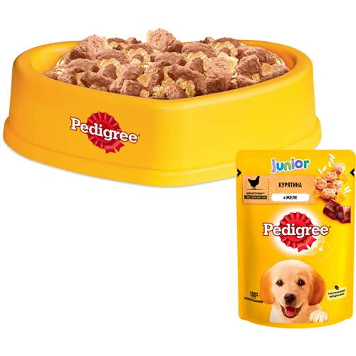 Вологий корм Pedigree для цуценят Курка в желе 24х100г: Вік цуценята