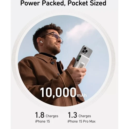 Зовнішній акумулятор Anker Powerbank 10000 mAh MagGo 15W White: Ємність батареї, мАг 10000