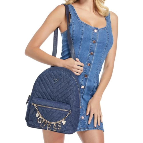 Женский рюкзак GUESS темно-синий (885503042494): Фактура Джинс, Стеганая