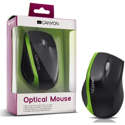 Мышь Canyon CNR-MSO01NG Black/Green: Интерфейс подключения USB