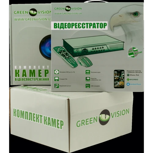 Комплект відеоспостереження Green Vision GV-K-G03 / 08 720р (LP4958): Кількість камер в комплекті 8