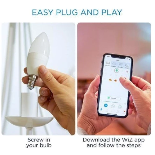 Умная лампочка WiZ, E14, 4.9W, 40W 470Lm, C37, 2700K, Wi-Fi: Температура свечения, К 2700